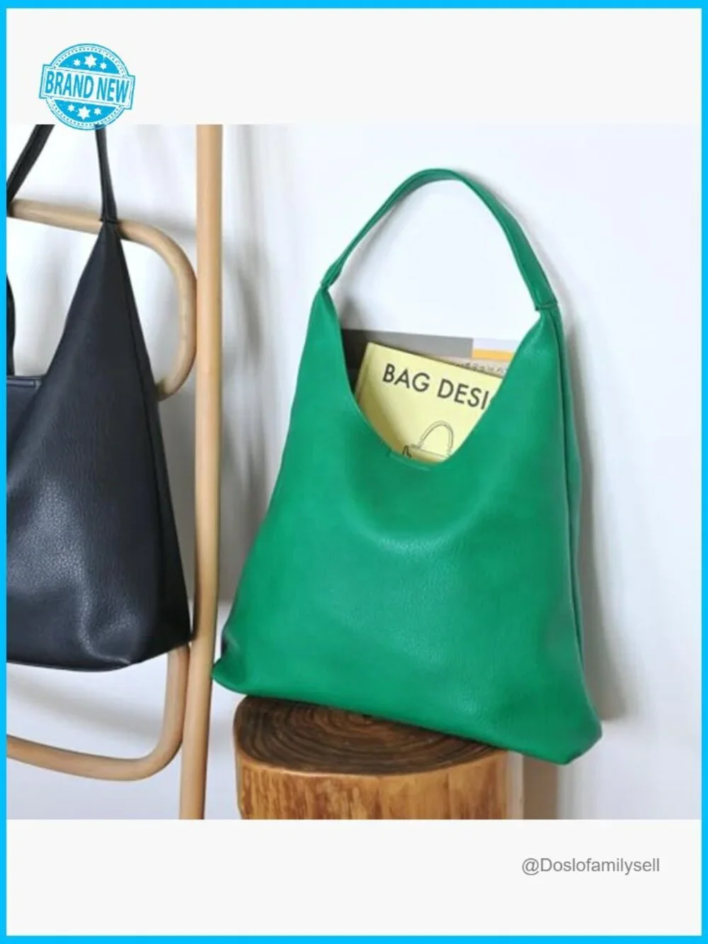 Slouchy Hobo Bag Soft Vegan Leather Tote Shoulder Handbag Work Commuter